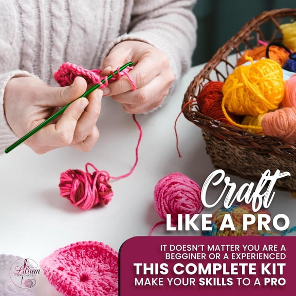 Starter Crochet Kit for Beginners and Adults – 73 Piece Set with 15 Colorful Yarn Skeins, Ergonomic Crochet Hooks, Tote Bag & Organizer – Also Great as a Knitting Starter Kit