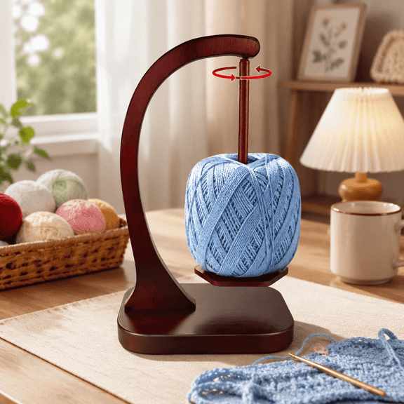 Wooden Yarn Holder, 360° Rotating Yarn Spinner, Knitting Accessories, Compatible with Yarn Winder, Elegant Yarn Holder, Perfect Mom Birthday Gifts for Knitting & Crochet Lovers