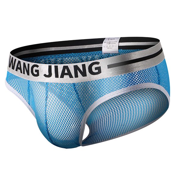 HUPOM Mens Underwear Boxer Briefs Male Thongs Low waist Comfort Waist Solid Briefs Blue XL