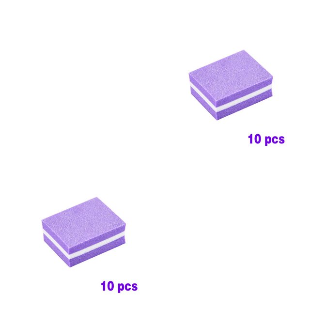 Decodeary 10/5/1pcs Blocs de Lime à Ongles Mini Double Face Éponge Colorée Polissage à Ongles Bandes de Ponçage Outil de Manucure Violet 2ensemble