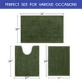 thumbnail image 6 of HAKUNA Striped Olive Green Bathroom Rug Set 3 Pieces Ultra Soft, Non Slip Chenille Toilet Mat, Absorbent Plush Shaggy Bath Mats for Bathroom, Bedroom, Kitchen, 6 of 7