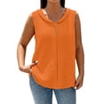 thumbnail image 2 of Only Moment Travel Sleeveless Top Bubble wrinkles Round Neck Women's Sleeveless Short Top Loose Fit Light Sleeveless Camisole Orange,S, 2 of 4
