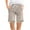 Gray, variant on Lenpel Women's Cotton Linen Shorts Summer Casual Elastic High Waisted Drawstring Wide Leg Bermuda Shorts Mid Length Shorts