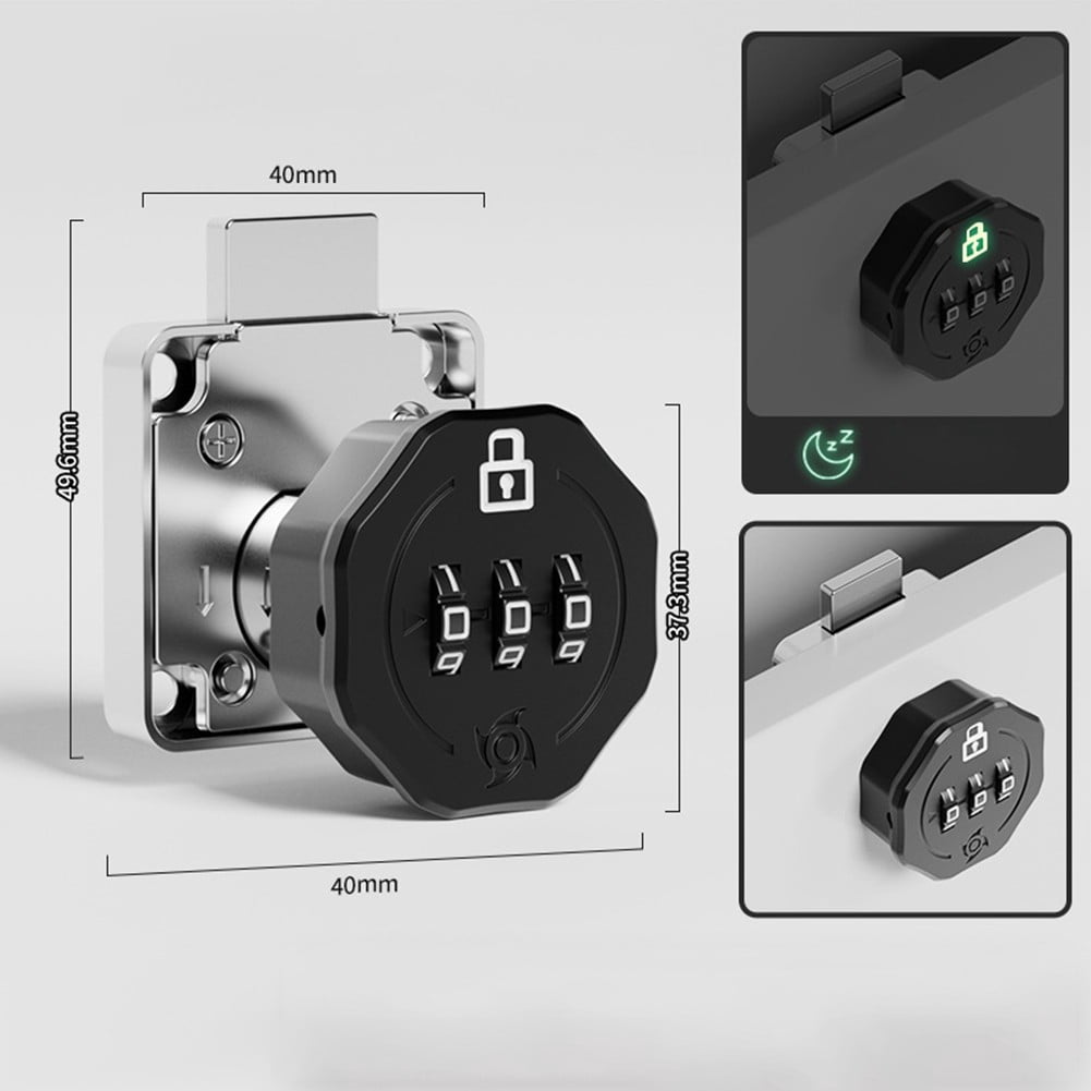 Password Coded Lock Zinc Alloy Combination Cabinet Cam Lock Keyless Cabinet Lock Black