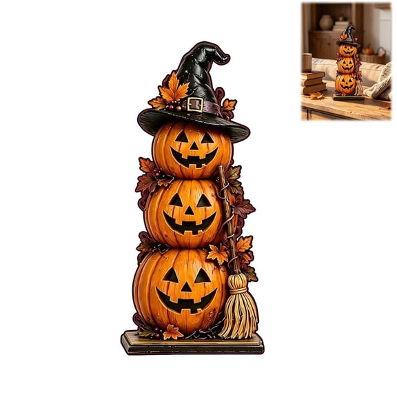 Halloween Decor Figurine, Halloween Centerpiece with Ghost Pumpkin