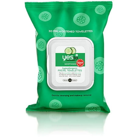 Yes To Cucumbers Hypoallergenic Facial Towelettes, 30ct