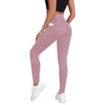 thumbnail image 2 of Celsior Compression Leggings with Pockets No Front Seam Leggings Pants for Workout Running Athletic Tummy Shaping Pants Tummy Control Compression Pants Push Up Yoga Pants High Waisted Leggings Pink L, 2 of 6