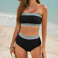thumbnail image 2 of Lovskoo Women 2 Piece Bandeau Swimsuits Strapless Ethnic Bandeau Bikini Set High Cut Bathing Suits Swim Suits for Women 2024 Black L, 2 of 5