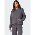 thumbnail image 5 of Women'S Plush Long-Sleeved Trousers Two-Piece Home Wear Casual Suit, Sweater, Pants, Pajamas Set Grey M, 5 of 9