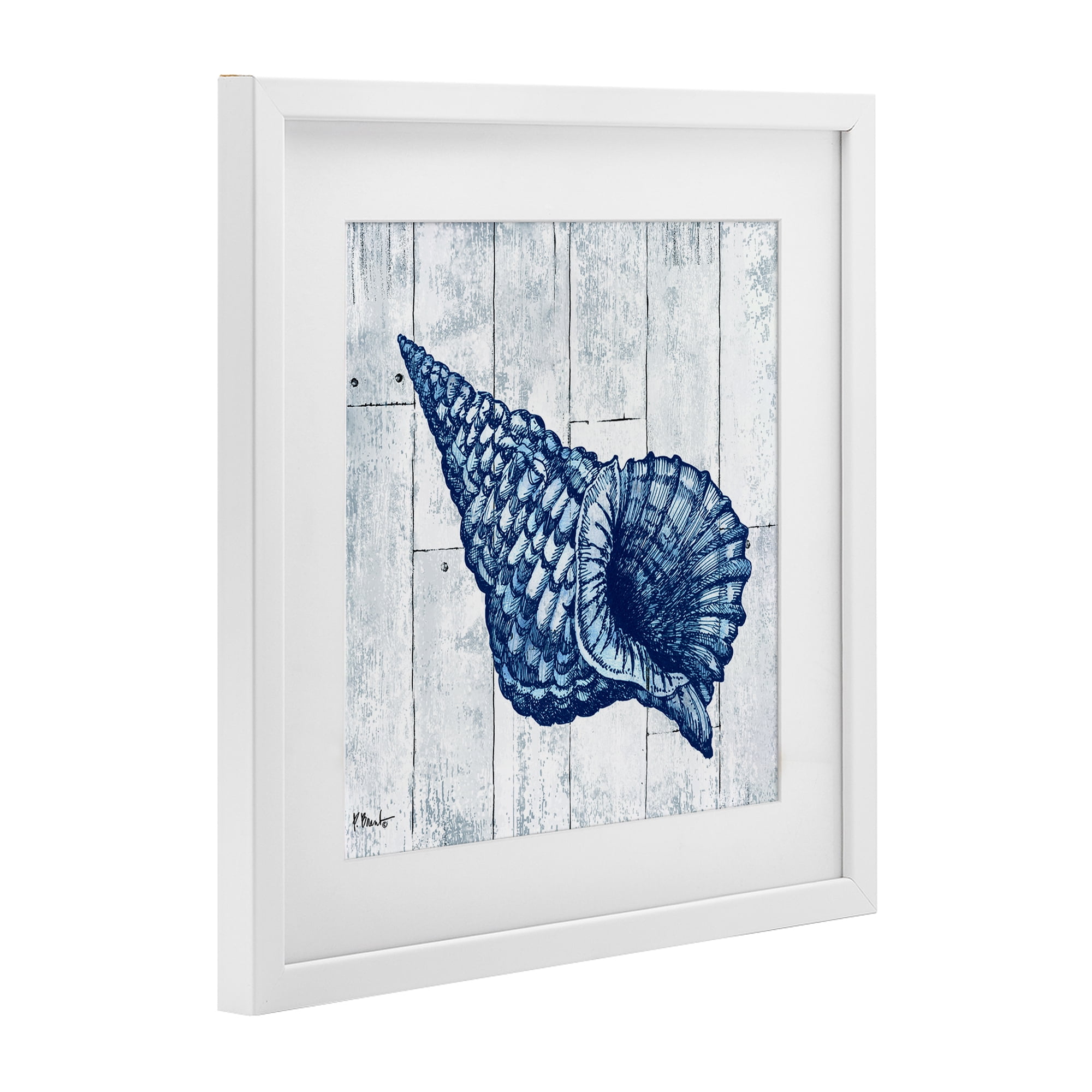 Stupell Industries Coastal Timberland Conch White Framed Print Under Glass, design by Paul Brent