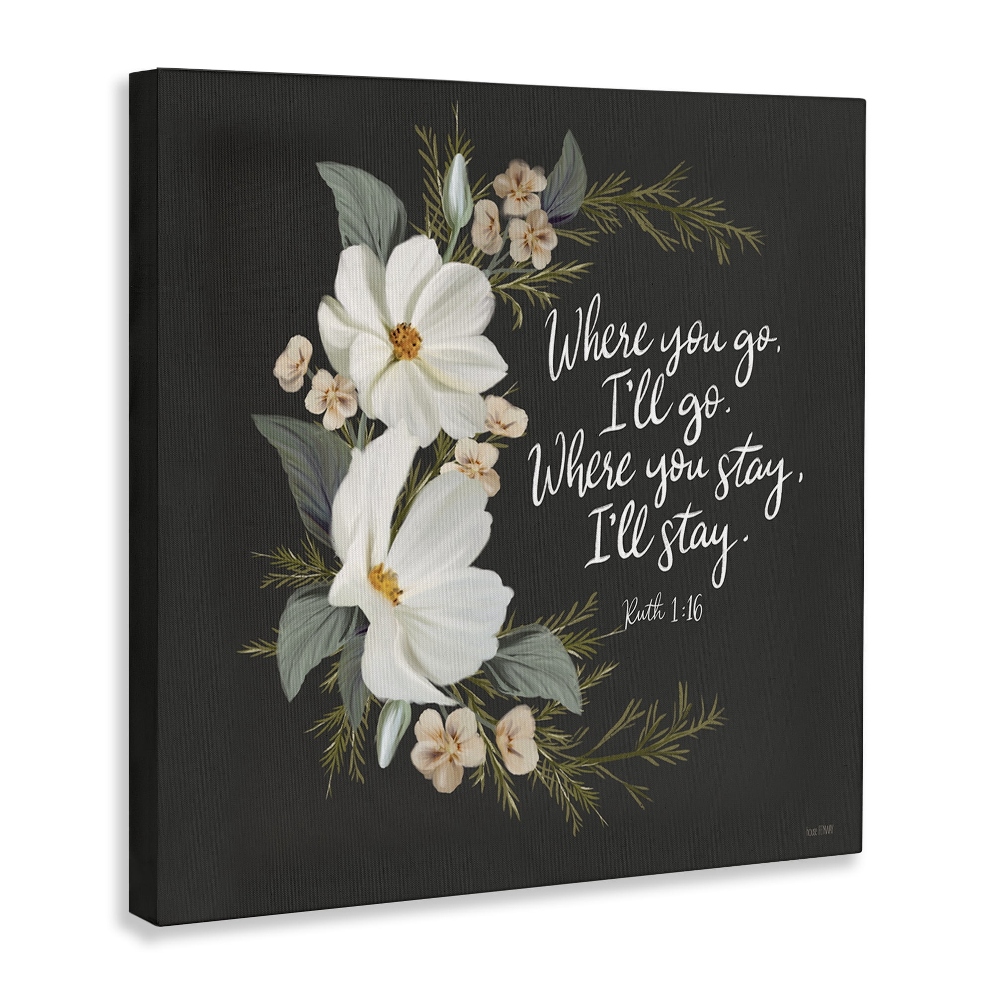 Stupell Industries Spiritual Scripture with Florals Plants & Flowers Painting Wrapped Canvas Art Print Wall Art, 30 x 30