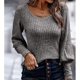 thumbnail image 2 of Tops para mujer Camisas Blusas Elegantes Camisas casuales de manga larga Jersey de moda Camiseta sólida de cuello redondo Odeerbi ODB-5, 2 of 9