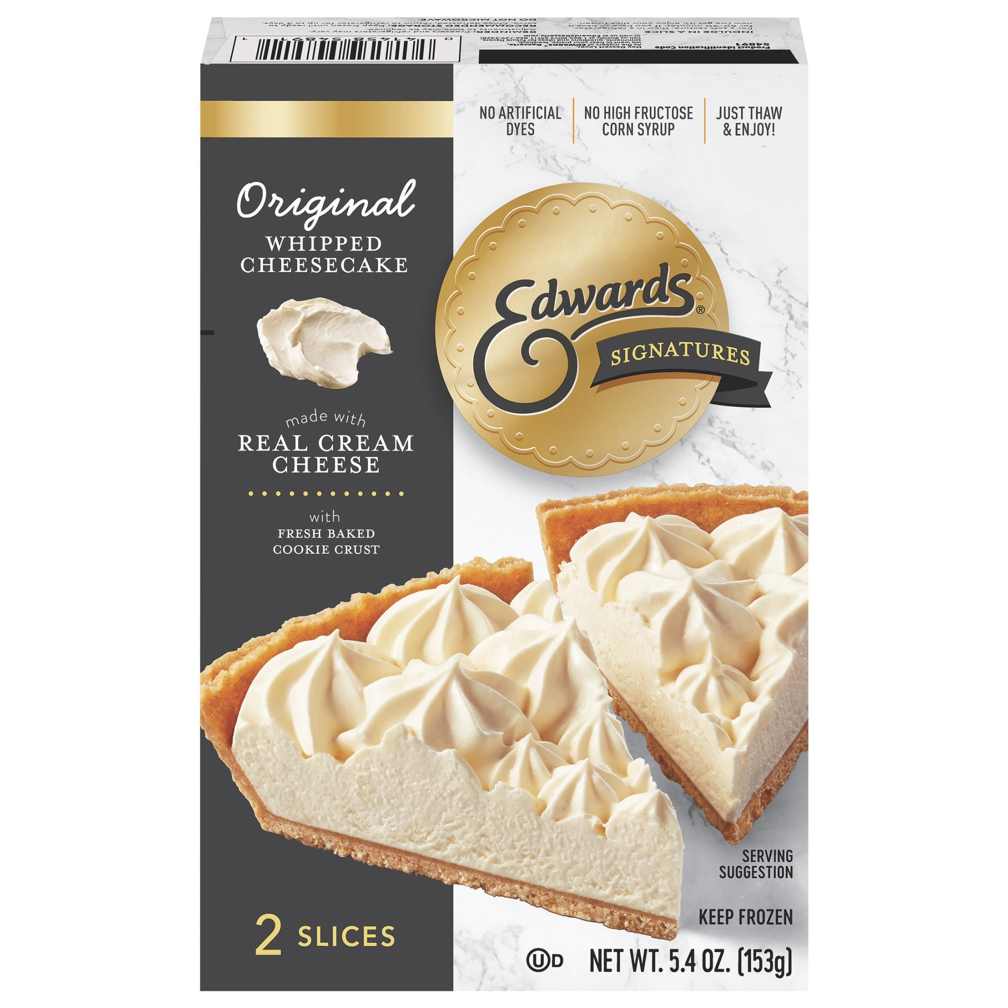 Edwards Frozen Original Whipped Cheesecake Dessert Pie Slices, 5.41 oz 2 Pack