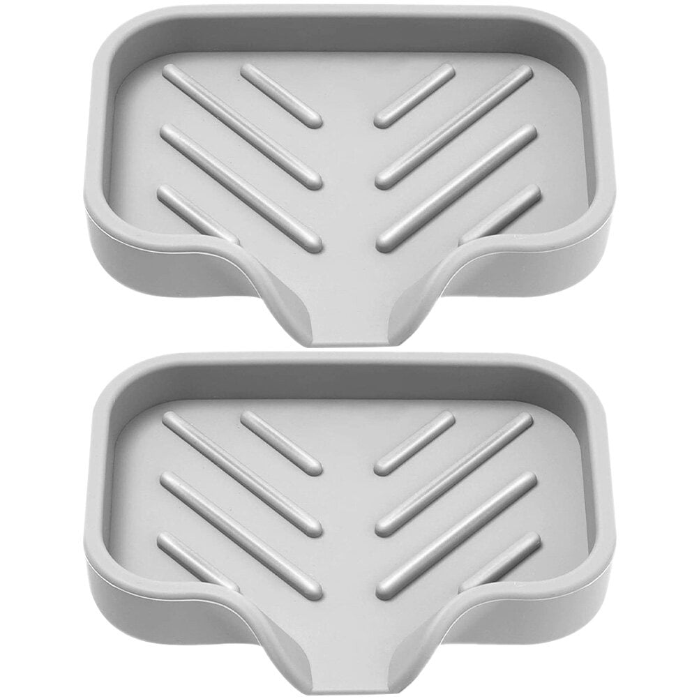 2pcs Silicone Soap Dishes Draining Bar Soap Holders Bathroom Countertop