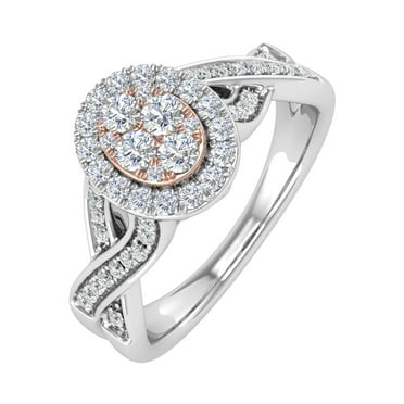 1/2 Carat Diamond Engagement Ring in 10K White Gold & Rose Gold (Ring Size 8.25) (I1-I2 Clarity)