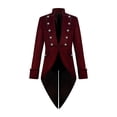 thumbnail image 2 of LEKWK Mens Tailcoat Gothic Steampunk Costume Vintage Victorian Jacket Medieval Vampire Classic Cosplay Festival Themed Party Halloween Costume, 2 of 7
