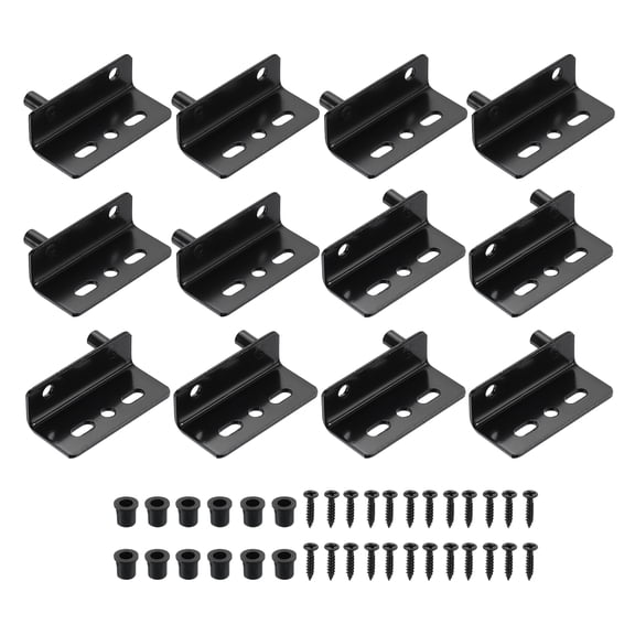 6Set Pivot Hinges, 40 x 26 mm Concealed Shaft Door Hinges with Bushing, Black