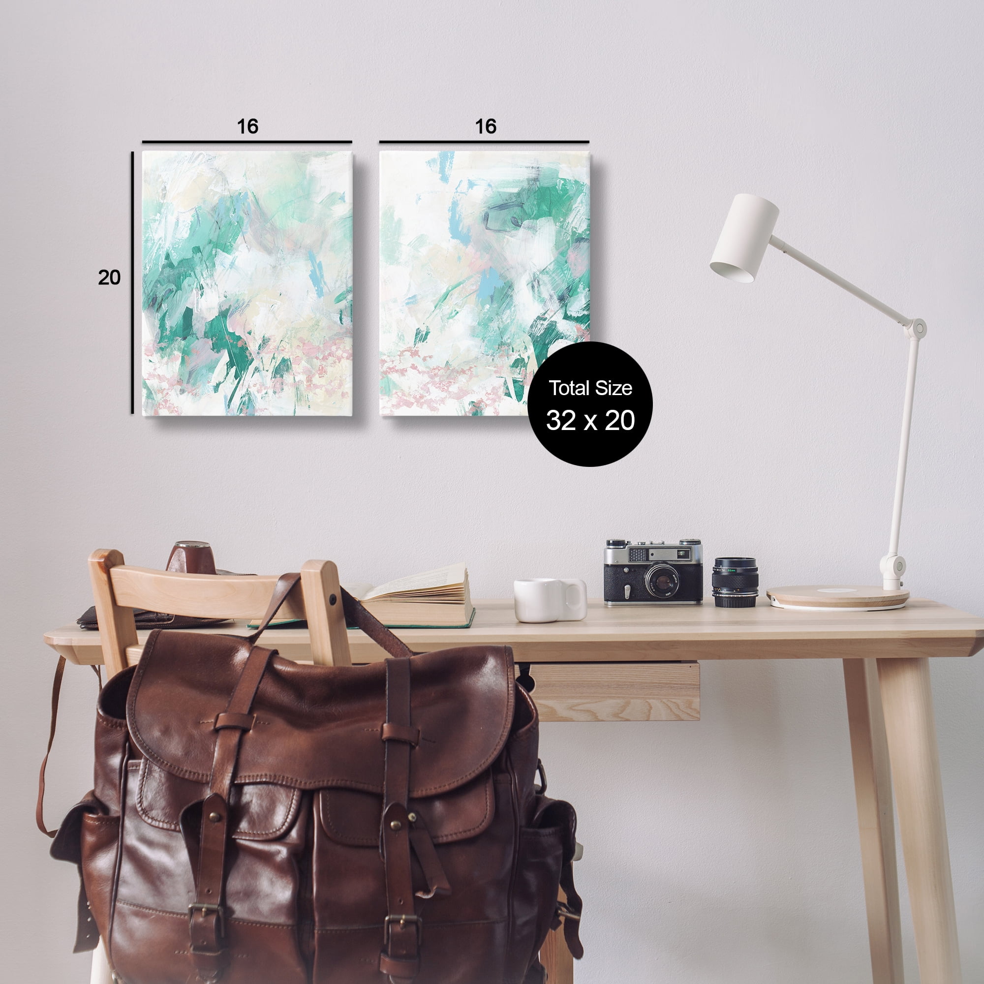 Stupell Industries Abstract Splatter Green Detail Abstract Painting Wrapped Canvas Art Print Wall Art, 16 x 20, Set of 2
