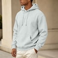 thumbnail image 4 of HAJWOH Hoodies For Men Long Sleeve Pullover Vintage Breathable With Kangaroo Pockets Solid Comfy Hood, 4 of 5
