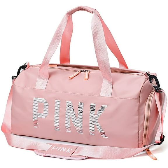AOUNQ Gym Bag Sports Travel Duffel Bags for Women Weekender Overnight Tote Carry on Bag with Shoes Compartment Pink