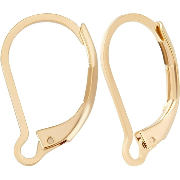 1 Box 100Pcs Leverback Earring Hooks 24K Gold Plated French Earring Hooks Earwire Findings 16.5x10mm