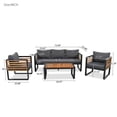 thumbnail image 3 of Soges 4-pieces Outdoor Furniture sofa for 5 Person Conversation Set, 5 Seater Patio Sofa set with Wood Table, Garden Sofa Set with Removable Cushion, Gray, 3 of 11