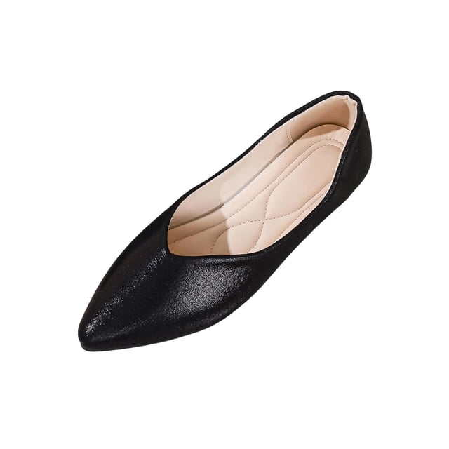 Zapatos Casuales de las Mujeres Metálicos Punta Del Dedo Del Pie Planos, Punta Del Dedo Del Pie Planos Suaves Suela Brillante Mochilas