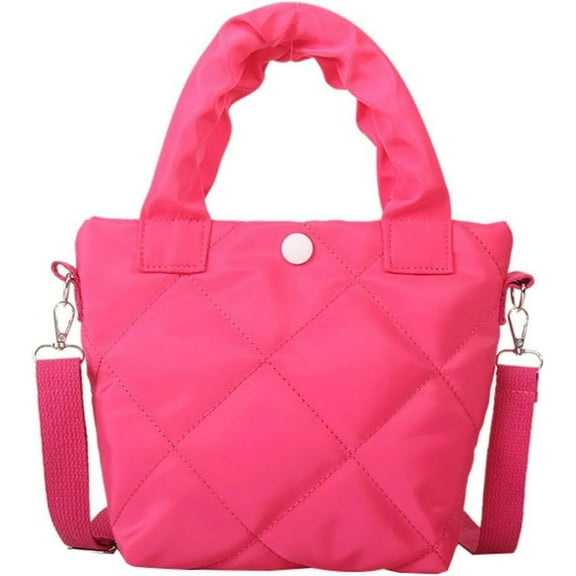 Kukuzhu Puffer Tote Bag Small Quilted Crossbody Bag Women Down Cotton Padded Shoulder Bag Lightweight Hobo Handbag