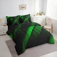 thumbnail image 3 of Feelyou Green Striped Geometric Twin Bedding Sets 7-Piece, Futuristic Abstract Bedding Comforter Set, Teen Child Kid Adult Reversible Sheet Sets, Lightweight Room Decor, 3 of 7