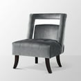 thumbnail image 2 of Inspired Home Dante Modern Velvet Seat Accent Chair Open Back Tufted Armless, Grey, 2 of 8