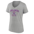 thumbnail image 2 of Women's Gray Orlando City SC Heart and Soul V-Neck T-Shirt, 2 of 3