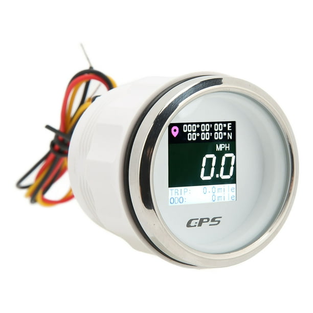 Velómetro GPS, 52 mm DC 9-32V IP67 Impermeable MPH Odómetro GPS Universal para Motocicleta para marina para RV