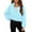 Blue, variant on Girls' Fuzzy Fleece Jackets Zip up Collared Long Sleeve Plush Cropped Sweatshirts Warm Outwear Coat with Pockets(Red,12-13 Years)
