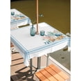 thumbnail image 2 of Outdoor Tablecloth with Umbrella Hole for Patio/Picnic/Party/Camping, Blue Coastal Waterproof Table Cloth Square Cover Washable, Nautical Starfish Eucalyptus Leaf Coral Striped (60"x 60"), 2 of 8