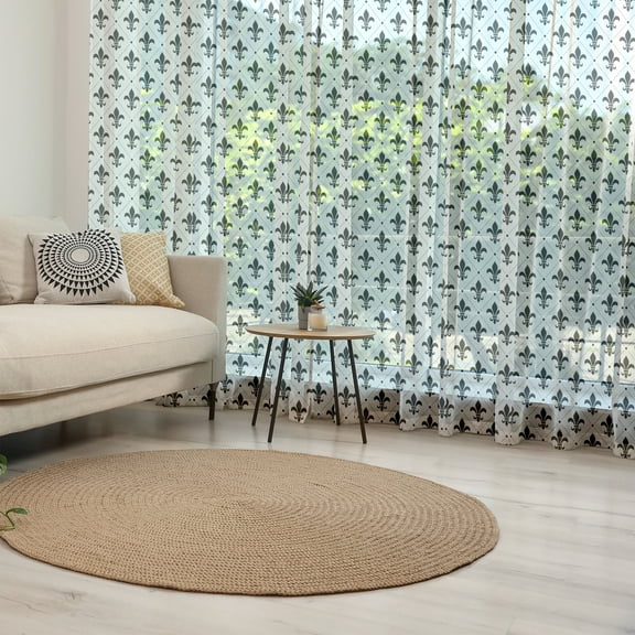 Fleur De Lis Tulle Curtains with Rod Pocket, French Culture Inspired Motifs Dotted Lines Medieval Design Floral Pattern, Sheer Drape for Wedding Party 2 Panels, 7 Sizes, Black White, by Ambesonne