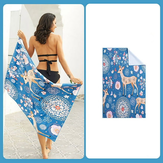 TIMIFIS Beach Towel Beach Blanket Quick Dry Bath Towel Beach Towel Microfiber Double Sided Fleece Single Sided Print Swimming Towel Spa Bathrobe Beach Towel Beach Towels For Adults