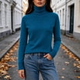 thumbnail image 5 of Sweaters for Women Raglan Long Sleeve Slim Fit Knit Layering Turtleneck Sweater,Basic Solid Color Soft Warm Pullover Top for Daily Casual Wear, 5 of 8