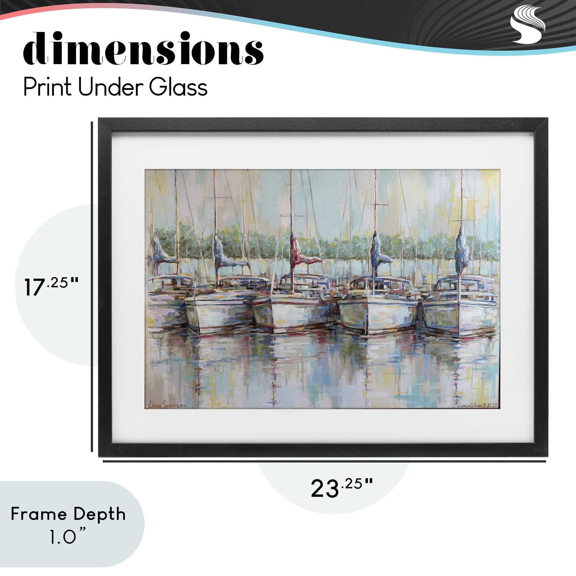 Stupell Industries Morning At The Marina Black Framed Print Under Glass, design by Linda Sperruzzi