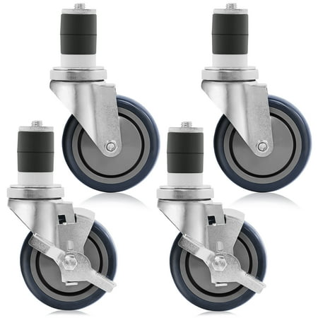 

GRIDMANN 4 inch Caster Wheel Set for Commercial Kitchen Prep Tables 2 Wheels with Brakes 2 without Brakes