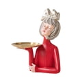 thumbnail image 4 of GUOOL Girl Statue Storage Tray Resin Home Decoration Jewelry Storage Rack For Entryway Argent Bow, 4 of 8
