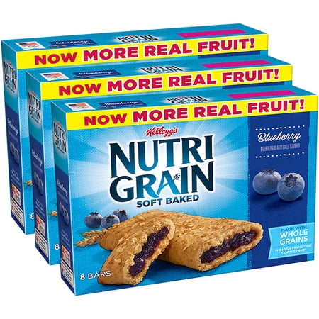 Kellogg's Nutri Grain Soft Baked Breakfast Bars, Blueberry, 8 Ct (Pack of 3)
