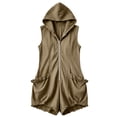 thumbnail image 7 of Ounisa Women's Solid Hooded Zip Sleeveless Short Jumpsuit Romper Soft Breathable Lightweight Casual Summer Cover Up, 7 of 7