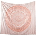 thumbnail image 2 of Twin Tapestry Original Coral Peach Ombre Mandala Art Hippie Wall Hanging Bohemian Bedspread Metallic Shine Tapestries 82"x54", 2 of 8