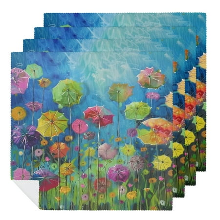 

Facannap Umbrellas Flowers Field Cloth Napkins Polyester Home Decor Reusable (Pack of 6) 6 PCS