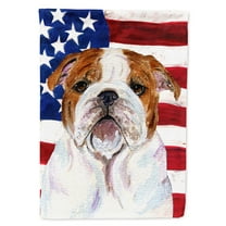 Carolines Treasures SS4046CHF USA American Flag with Bulldog English Flag Canvas, Large, Multicolor