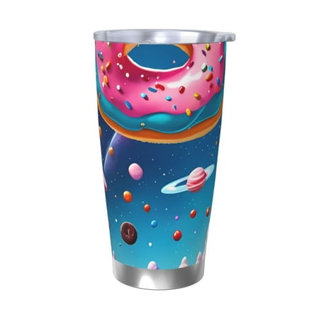 

Logiee Colorful Donut Print 20OZ Car Cup with Lid Stainless Steel Vacuum Insulated Double Wall Travel Tumbler Durable Insulated Coffee Mug Thermal Cup with Straw-Without Straw