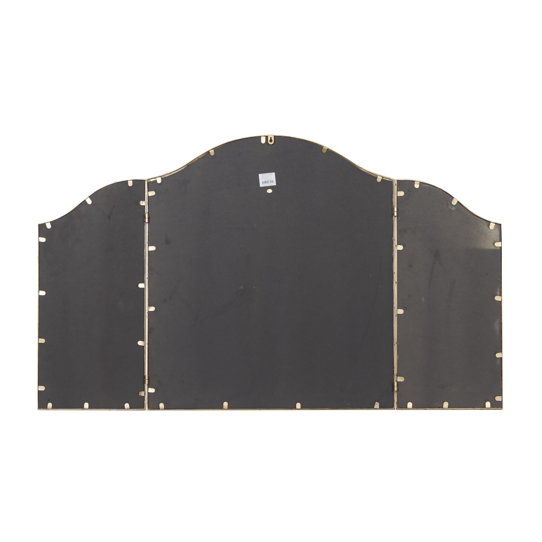 DecMode 53" x 31" Gold Arched Wall Mirror with Folding Sides