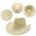 thumbnail image 2 of COMEET cowboy hat, Hollow Out Hat for Women Pearls Cowgirl Straw Hat Wedding Party Props Bachelorette Party Hat for Female, 2 of 20