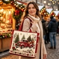 thumbnail image 4 of Christmas Quilted Tote Bag Large Reusable Christmas Truck Shopper Festive Shoulder Bag - 14.96 x 13.78 Inch, 4 of 5
