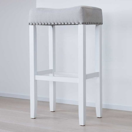Hylie Kitchen Counter Bar Stool 29" Beige Cushion with ...